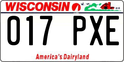 WI license plate 017PXE