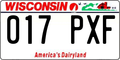 WI license plate 017PXF
