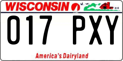 WI license plate 017PXY