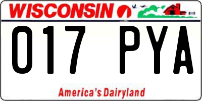 WI license plate 017PYA