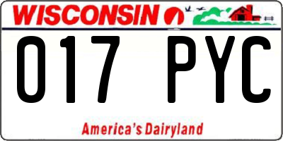 WI license plate 017PYC