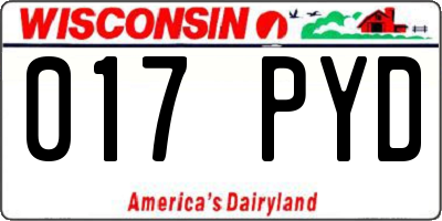 WI license plate 017PYD