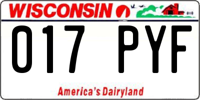 WI license plate 017PYF