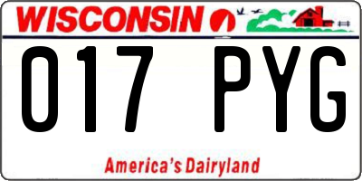 WI license plate 017PYG
