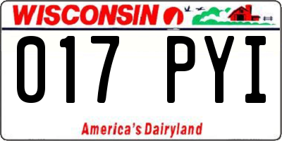 WI license plate 017PYI
