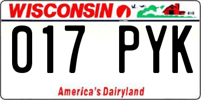 WI license plate 017PYK