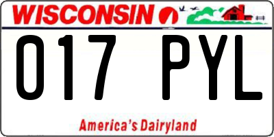 WI license plate 017PYL