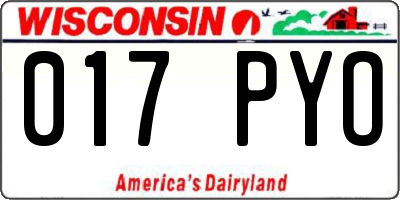 WI license plate 017PYO