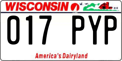 WI license plate 017PYP