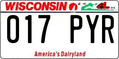 WI license plate 017PYR
