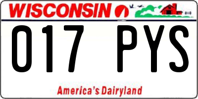 WI license plate 017PYS