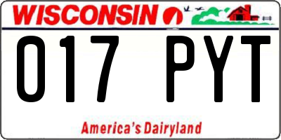 WI license plate 017PYT