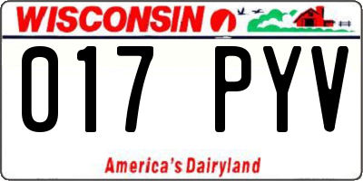WI license plate 017PYV