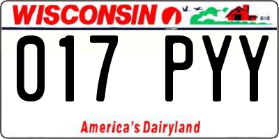 WI license plate 017PYY