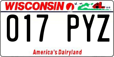WI license plate 017PYZ
