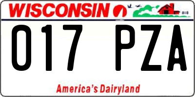 WI license plate 017PZA