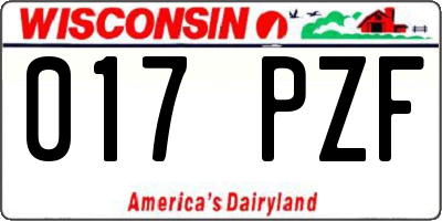 WI license plate 017PZF