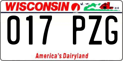 WI license plate 017PZG