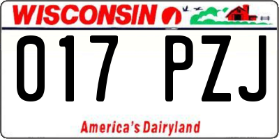 WI license plate 017PZJ