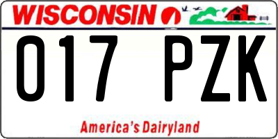 WI license plate 017PZK