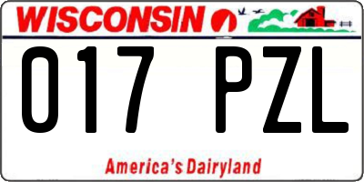 WI license plate 017PZL