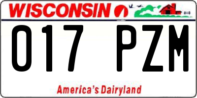 WI license plate 017PZM