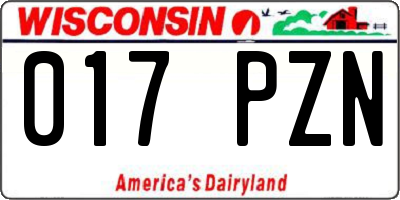 WI license plate 017PZN
