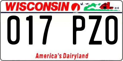 WI license plate 017PZO