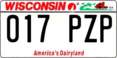 WI license plate 017PZP