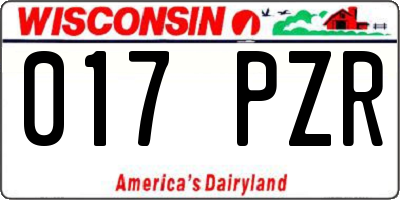 WI license plate 017PZR