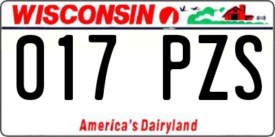 WI license plate 017PZS