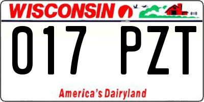 WI license plate 017PZT