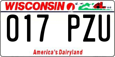 WI license plate 017PZU