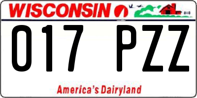 WI license plate 017PZZ
