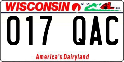 WI license plate 017QAC