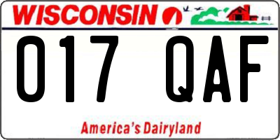 WI license plate 017QAF