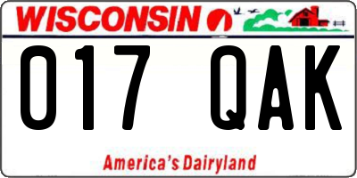 WI license plate 017QAK