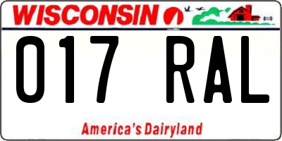 WI license plate 017RAL