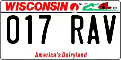 WI license plate 017RAV