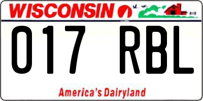 WI license plate 017RBL