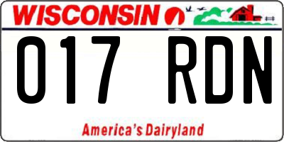 WI license plate 017RDN