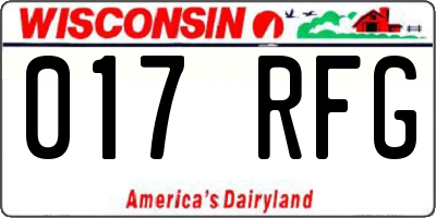 WI license plate 017RFG