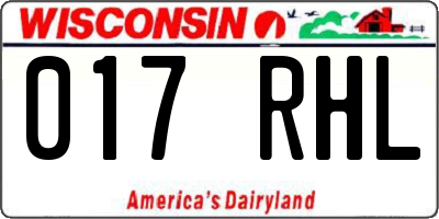 WI license plate 017RHL