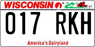 WI license plate 017RKH