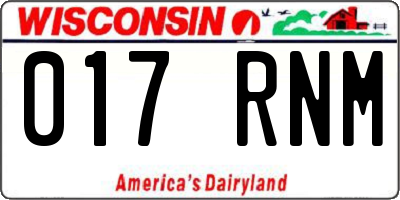 WI license plate 017RNM