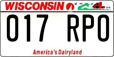 WI license plate 017RPO