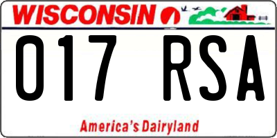WI license plate 017RSA