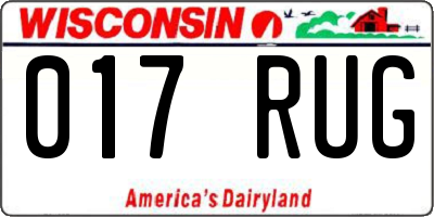 WI license plate 017RUG
