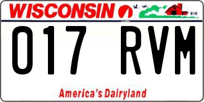 WI license plate 017RVM