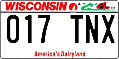 WI license plate 017TNX